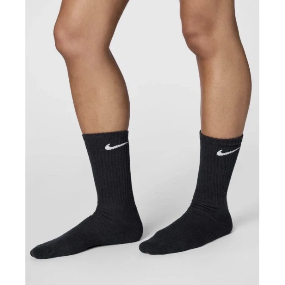 Nike Everyday Lightweight Dri-Fit Crew Socks 3-Pack Black 5Y-7Y  W6-10, M6-8